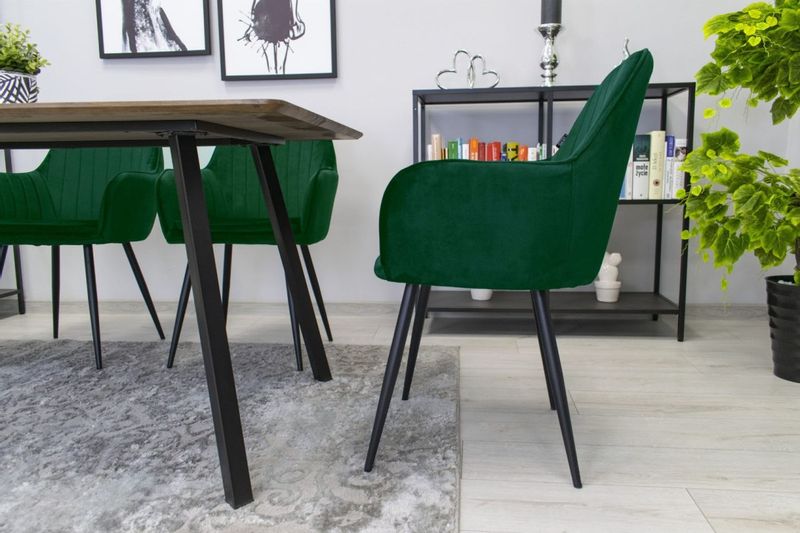 Krzesło LUGO - aksamit zielony / nogi czarne x 2 zdjęcie 9
