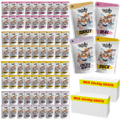 MOKRA KARMA DLA KOTA TufTuf Saszetka MIX SMAKÓW 80x100g + MUS 20x40g GRATIS