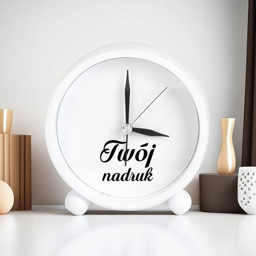 Biały budzik z Twoim nadrukiem na Arena.pl