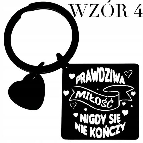 Brelok do kluczy z grawerem PREZENT na WALENTYNKI stal 316L czarny BLINGART na Arena.pl