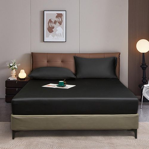 Prześcieradło z Gumką 180x200 Czarne Gładkie Bambusowe Oddychające Miękkie na Arena.pl