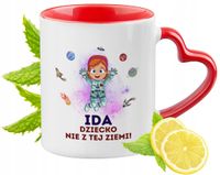 Kubek Czerwony Z Uszkiem W Kształcie Serca Dla Idy Na Prezent
