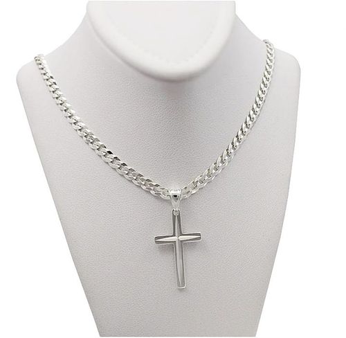 Łańcuszek Męski Srebrny Pancerka 3,80 mm z Krzyżykiem pr 925 Grawer Gratis na Arena.pl