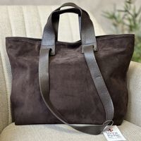 Torebka Włoska CZEKOLADOWA dwustronna SKÓRA ZAMSZ NATURALNY Vera Pelle