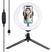 lampa pierścieniowa / statyw led puluz 20cm z uchwytem na telefon pkt3073b