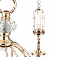 Świecznik metalowy duży 57 cm złoty lampion glamour latarenka klatka