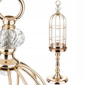 Świecznik metalowy duży 57 cm złoty lampion glamour latarenka klatka