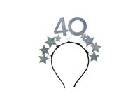Opaska na głowę z gwiazdkami 40 urodziny, srebrna