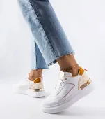 Białe sneakersy z beżowymi wstawkami Margarita 36