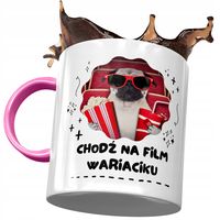 Kubek Różowy Śmieszny Chodź Na Film Wariaciku Z Nadrukiem Ze Zdjęciem