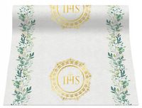 Bieżnik IHS Komunijna na Stół Komunia dekoracja stołu Ornament eukaliptus