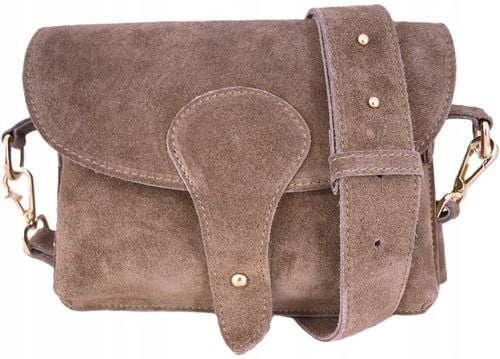 Zamszowa Torebka włoska MOKKA nerka listonoszka MAXI DUŻA WERSJA Pelle na Arena.pl