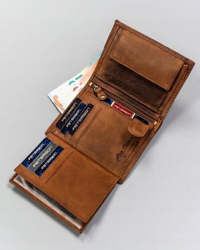 PETERSON portfel męski skórzany elegancki pionowy z brelokiem M097 brązowy na Arena.pl