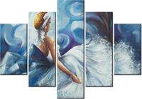 105CM 150CM OBRAZ 5 ELEM BŁĘKITNA DAMA DRUK