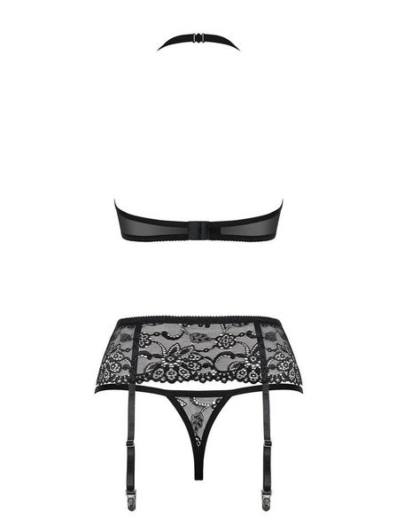 Czarny Komplet z Pasem do Pończoch - Obsessive 838-SEG-1 S/M zdjęcie 4