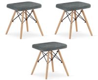 Taboret WERK - szary materiał / nogi naturalne x 3