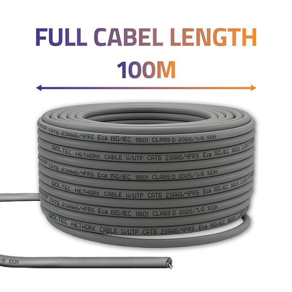 Qoltec Kabel Patchcord UTP CAT6 100m 1Gb/s Szary zdjęcie 7