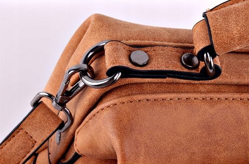 Torebka BRĄZOWA Kuferek Zamsz Skórka Pojemna Damska zatrzask na Arena.pl