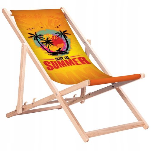 Leżak Drewniany z Gotowymi Nadrukami Summer Vibes Black Bukowe Leżaki KN138 na Arena.pl