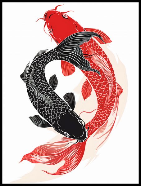 Plakat 60x80cm Yin i Yang Koi zdjęcie 2
