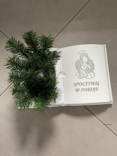 KSIĘGA na grób Podkład do stroików sztucznych Biała ze srebrnym z doniczką na Arena.pl