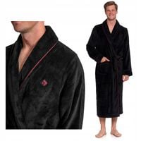 MORAJ SZLAFROK MĘSKI CZARNY KLASYCZNY MIĘKKI CIEPŁY Z PASKIEM I