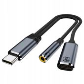 2X ADAPTER WZMACNIACZ SŁUCHAWKOWY USB-C DO 3,5mm JACK + USB-C WIREWAY WW332