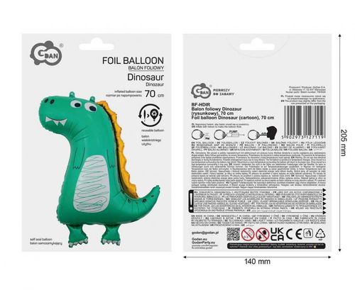 Balon foliowy Dinozaur, 70 cm na Arena.pl