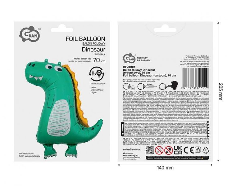 Balon foliowy Dinozaur, 70 cm zdjęcie 2
