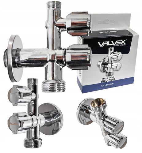 ZAWÓR KUREK KOMBI KOMBINOWANY KĄTOWY 1/2x3/8x3/4 DO BATERII PRALKI ZMYWARKI na Arena.pl