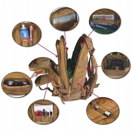 Plecak Militarny Brązowy + Zestaw Przetrwania + Mini Apteczka Podręczna na Arena.pl