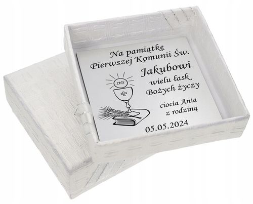 ŁAŃCUSZEK SREBRNY MEDALIK KOMUNIJNY MATKA BOSKA NA KOMUNIĘ NA CHRZEST na Arena.pl