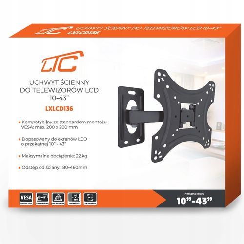 MOCNY UCHWYT WIESZAK DO TV LCD TELEWIZORA ŚCIENNY 10"-43" UNIWERSALNY na Arena.pl