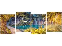 45CM 120CM ZEGAR 4 ELEM JEZIORO PLITVICE JESIENIĄ ŚCIENNY