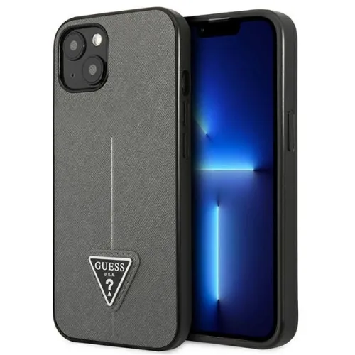 Etui Guess Saffiano Triangle Logo na iPhone 14 - srebrne na Arena.pl