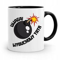 Kubek Czarny Prezent Na Dzień Ojca Wybuchowy Tata Z Nadrukiem Ze Zdjęciem