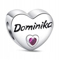 Zawieszka SREBRO 925 Koralik Charms Imię Dominika Serce