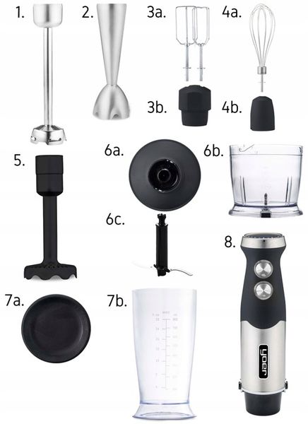 8w1 Blender ręczny Wielofunkcyjny Yoer +Tytanowe ostrza 1500W +14 ELEMENTÓW zdjęcie 14