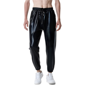 Spodnie męskie joggery metaliczne błyszczące disco czarne dresy r. M