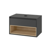 Tuto szafka wisząca 80 cm podumywalkowa  z blatem, szary/dąb