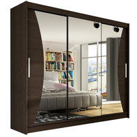 Szafa przesuwna Aston IV z lustrem 250cm - pojemna garderoba - CHOCO