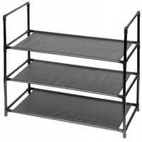 PÓŁKA REGAŁ NA BUTY SZAFKA 3 PÓŁKI ORGANIZER STOJAK CZARNY 60 x 54 x 28 cm