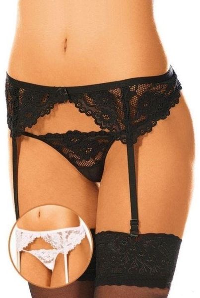 Biały Komplet - Pas do Pończoch i Stringi SoftLine 3309 M/L zdjęcie 2