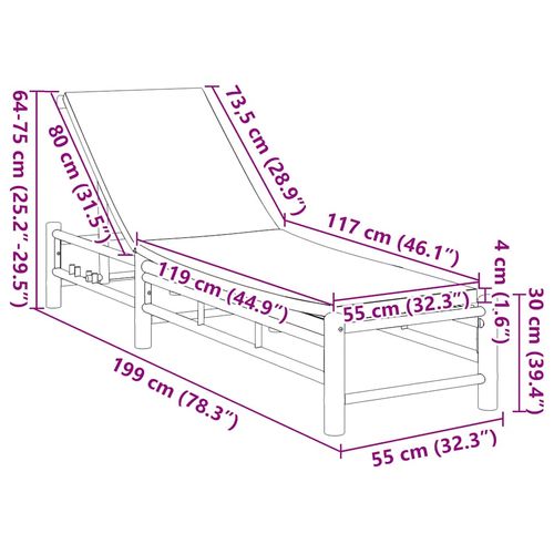 Leżak z poduszkami, 55x199x30 cm, bambus na Arena.pl