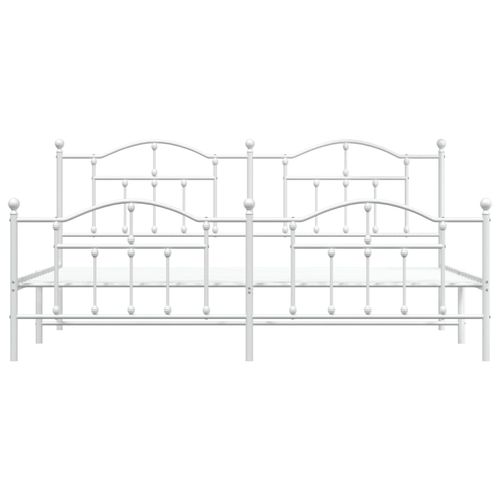 Metalowa rama łóżka z wezgłowiem i zanóżkiem, biała, 200x200 cm na Arena.pl