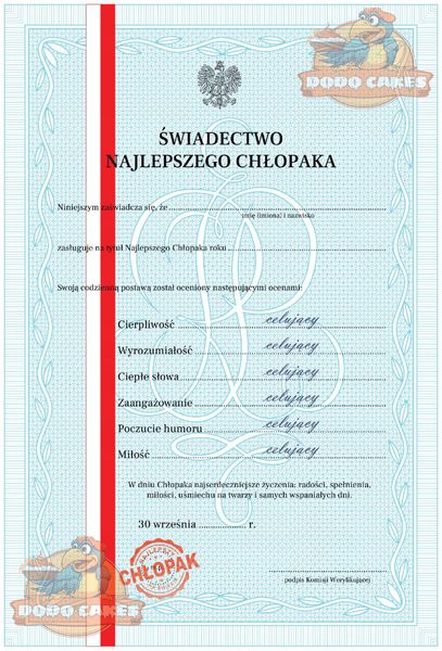 Dyplom na Dzień Chłopaka Upominek świadectwo dla Najlepszego Chłopaka! zdjęcie 2