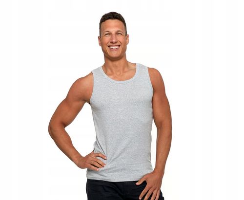 PODKOSZULKA KOSZULKA MĘSKA GŁADKA SZARA 100 % BAWEŁNA KLASYCZNA MORAJ 3XL na Arena.pl