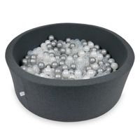 Suchy basen 110x40cm grafitowy z piłeczkami 500szt (perłowe, srebrne, przezroczyste)