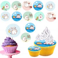 OPŁATEK na BABECZKI MUFFINKI zestaw na urodziny 12szt. - MOLANG SŁODKI