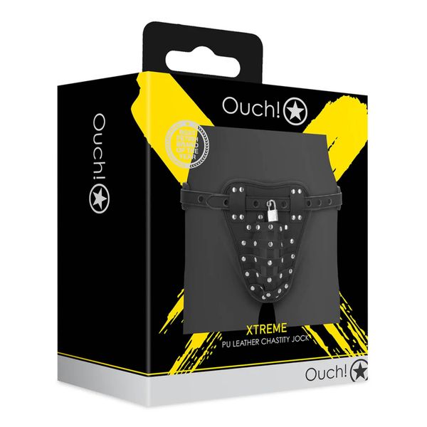Pu Leather Chastity Jock - Black zdjęcie 2